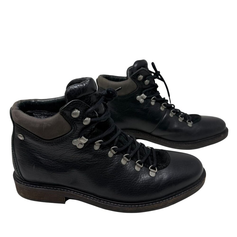 Pajar Canada Mens Black Leather Lace-Up Boots Size 11 Waterproof Impermeable